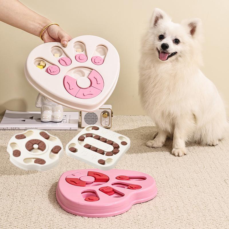 Toy Puzzle Dog Heart Shaped Square Slow Eating Bite Basin Pet Fun Interactive