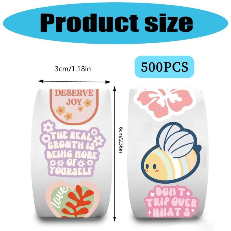 500Pcs Floral Sticker Cartoon Decorative Sticker Sealing Label for Seal Envelope Card Scrapbooking Journal Wrapping