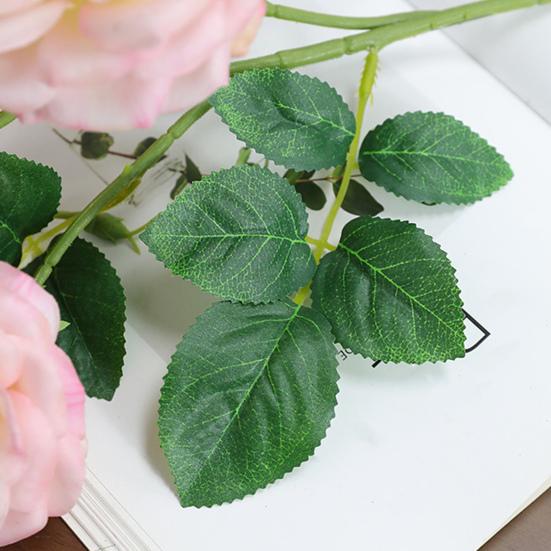 Artificial Rose with Green Leaves 3 Head Realistic Long Stem Fake Flower Home Wedding Party Faux Flower Decoration Valentine's Day Gift