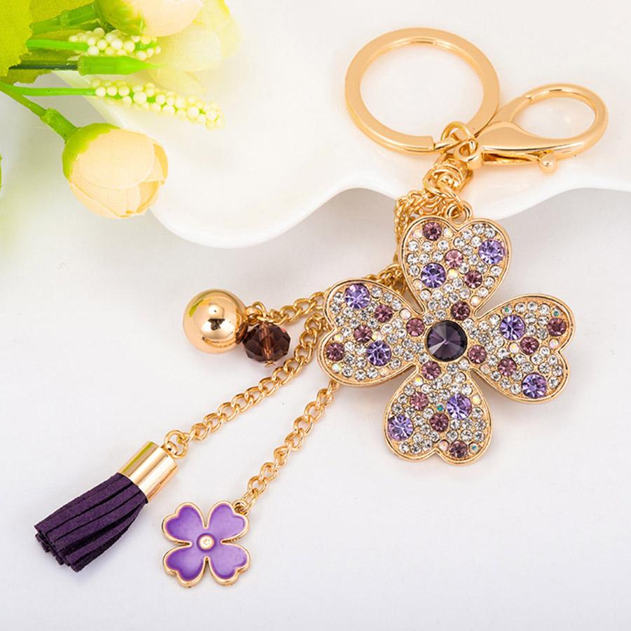 EASYA Amor Trevo Presente Criativo Chaveiro Liga Strass Chaveiro Pingente de Bolsa Mulheres Amuleto de Bolsa Acessórios para Carro Pequeno Presente