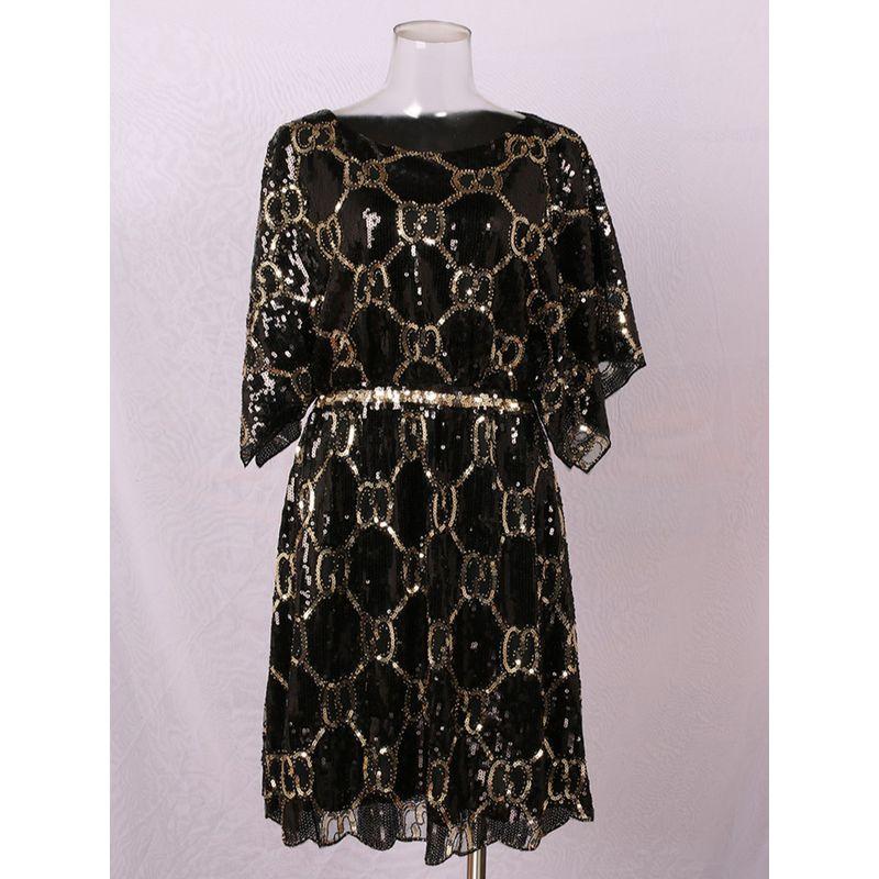 

Женское черное с золотом блестящее платье Black Gold All yards