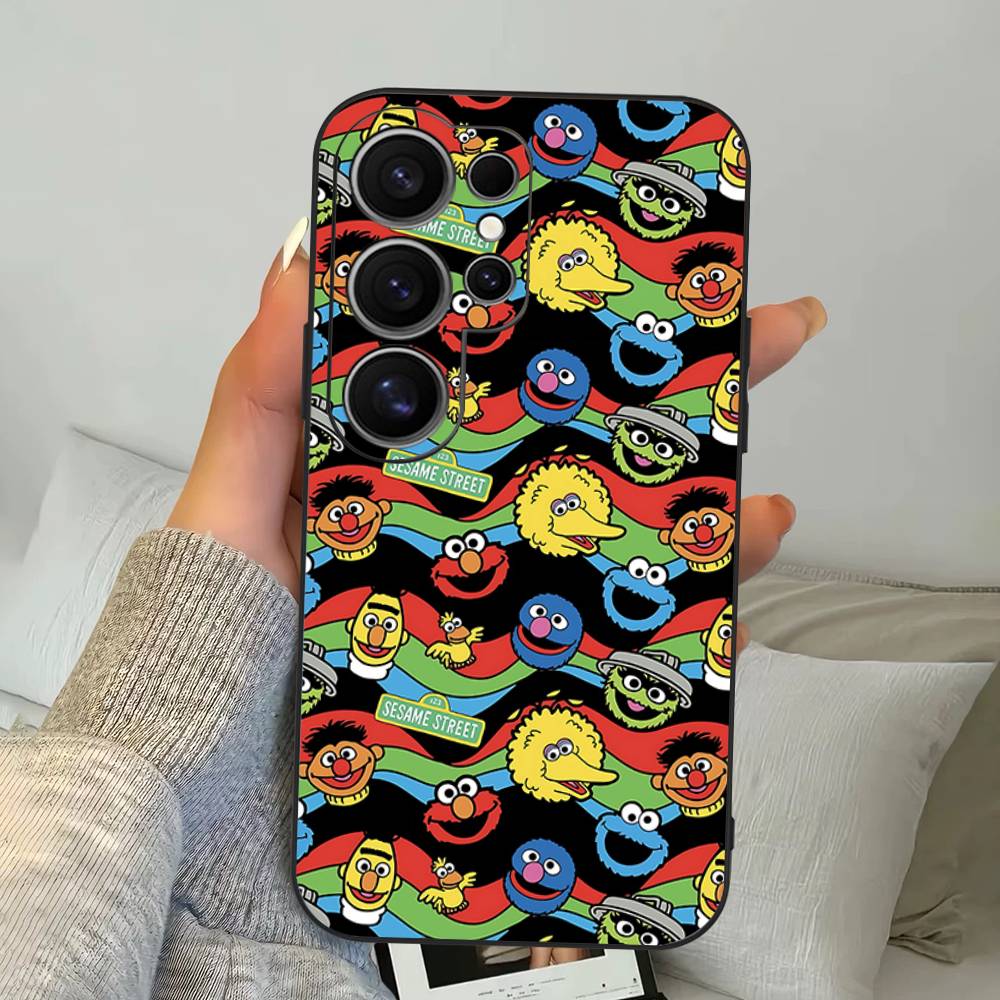 Cartoon S-Sesame S-Street Phone Case For Samsung S 24 Fe 25 Ultra Plus 20 Lite 21 30 22 23 24 22 Ultra 5G Fundas
