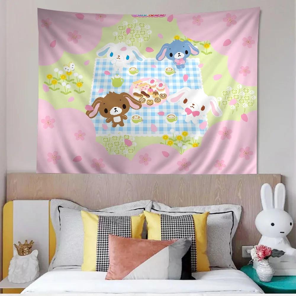Kawaii Anime Ssugarbunnies Tapestry Art Sweet Design Balances Room Tone Home Charm Suitable Wall Art Decor for Living Areas