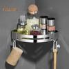 Caddy de colț de duș cu economie de spațiu Raft de baie fără perforare Instalare ușoară 2 cârlige Raft de colț pentru baie