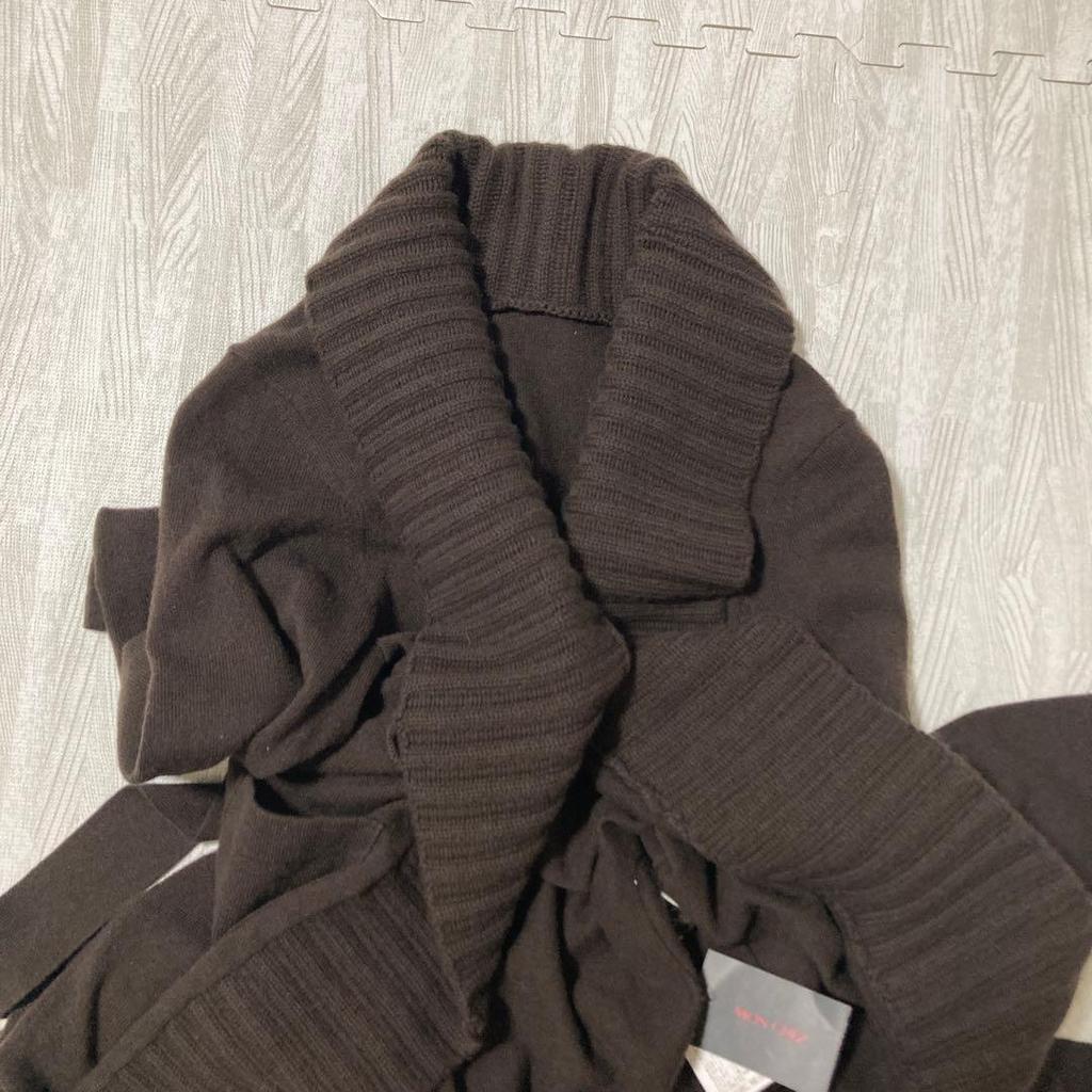 Used New, unused, dark brown, long knit cardigan, L size (Wool/Cashmere)