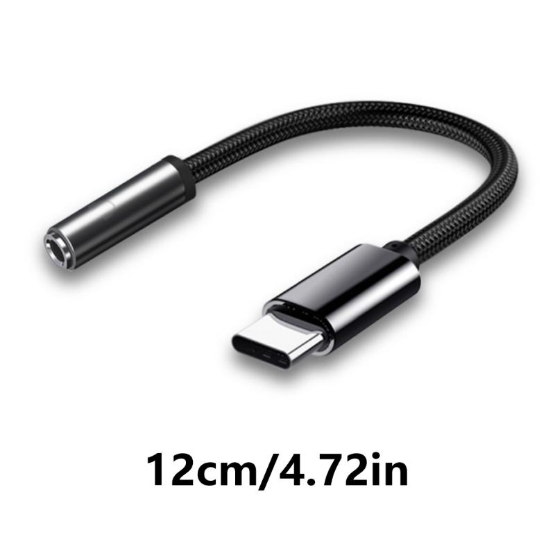 Portable Earphone Audios Adapter Cable Type C to 3.5mm Headphone Adapter USB C to 3.5mm Audios Dongle Cable Cord 12cm