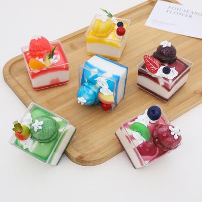 Square Plastic Fruit Cake Model Magnet Cupcake Ornament