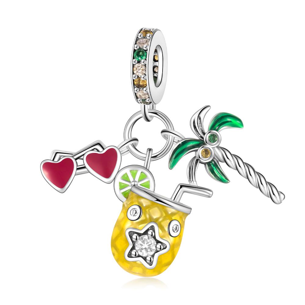 925 Silver Gold Shell Beads Jellyfish Seahorse Dangle Charm Snake Bracelet Necklace Beach Party Gift