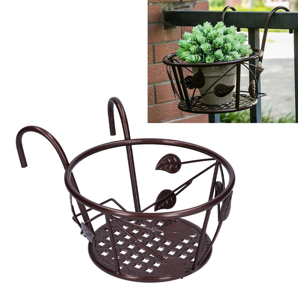 Hanging Flower Pot Rack Outdoor Plant Stand Railings Planter Containers Over The Rail Flower Pot Holder for Patio Garden Balcony