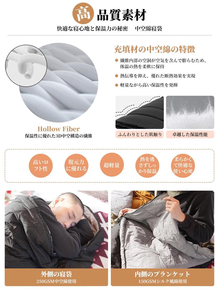 KingCamp Sleeping Bag, Envelope Type Blanket, Blanket for Adults, Breathable, Warm, Compact, All Seasons, Comfortable Temperature 0℃~4℃, Fully