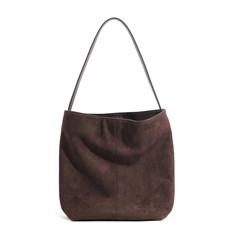 Frosted Suede Bucket Bag, New Retro Large Capacity Handbag, Lazy and Relaxed Commuting Armpit Bag