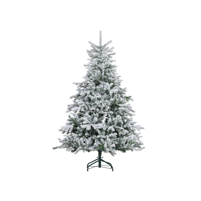 HOMCOM Sapin de Noël 180 cm, avec neige artificielle, ignifuge, montage et démontage rapides, base métallique