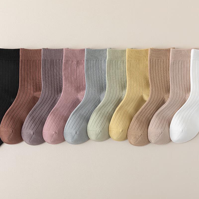 TINSINO Women s Soft Cotton Striped Mid-Calf Socks