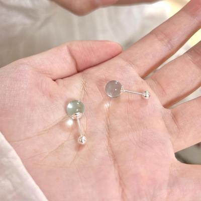 Fashion Sea Blue Earrings and Small Cochlear Studs 1 Pair of for Ladies Ear Studs Exquisite Ladies High-end Transparent Ear Bone Studs