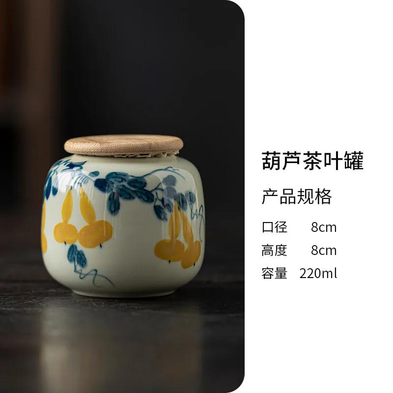 1PCS Chinese Style Ceramic Hand Painted Tea Jar Household Small Portable Sealed Moisture-proof Tea Storage Bottle 2025 New