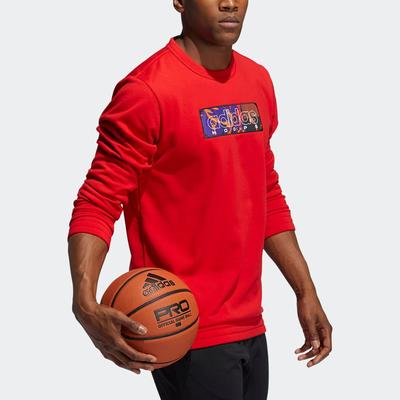 Sweatshirts Men's Light Scarlet Crew Neck Moderate Regular GQ2834