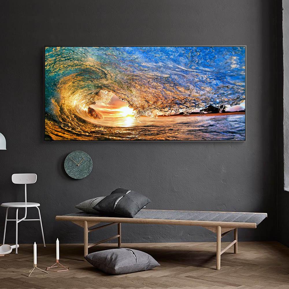 Landscape Oil Painting Color Surfing Art Poster Gift Canvas Painting Living Room Corridor Home Decoration Mural No Frame