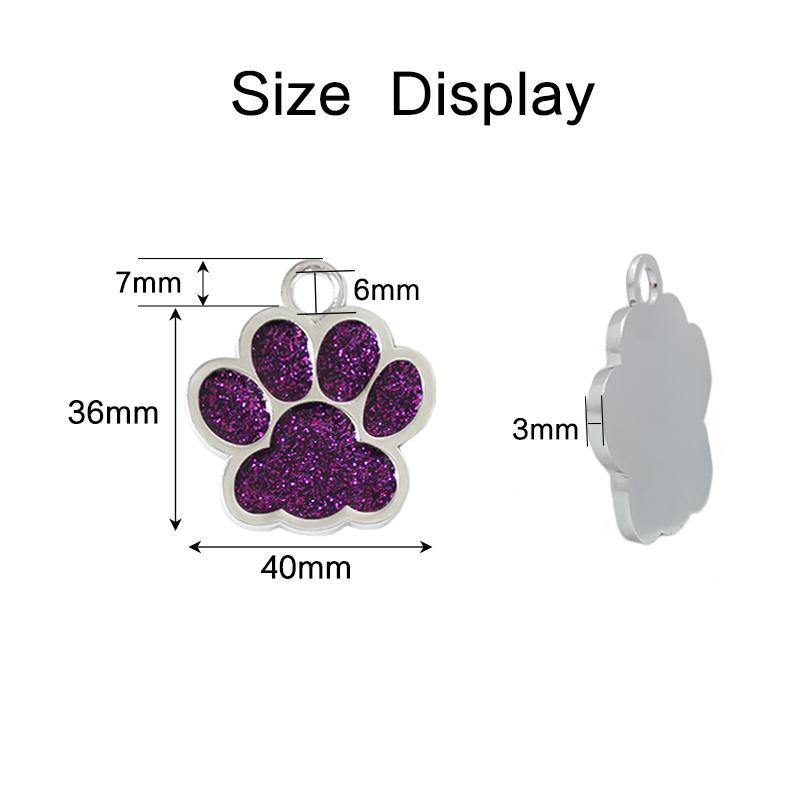30pcs/lot 40mm Big Paw Print Pendant Charms For Jewelry Making Glitter Hang Charm DIY Keychain Pet Collar Accessories