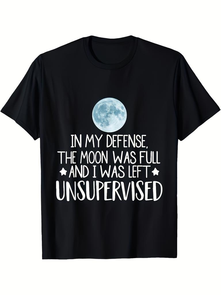 Unisex T-shirt Heavyweight T-Shirt - Black Relaxed Fit Unisex Tee with Moth Sun Moon Stars Night Sky Design Men'S R