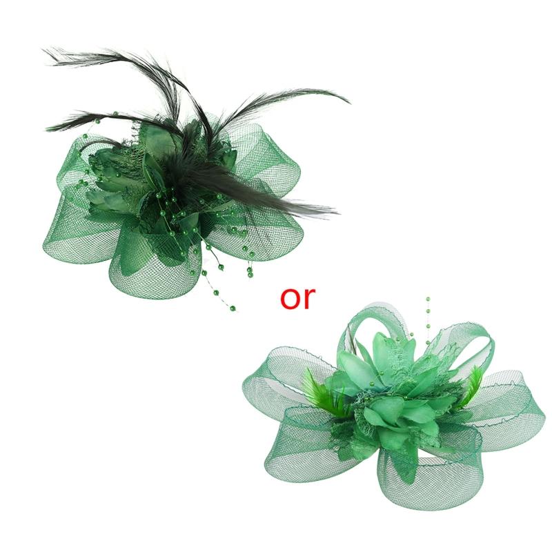 Women's Fashion Flower Feather Bead Corsage Hair Clip Bridal Hairband Brooch Pin Brida Barrettes Hair Accessories Jewelry