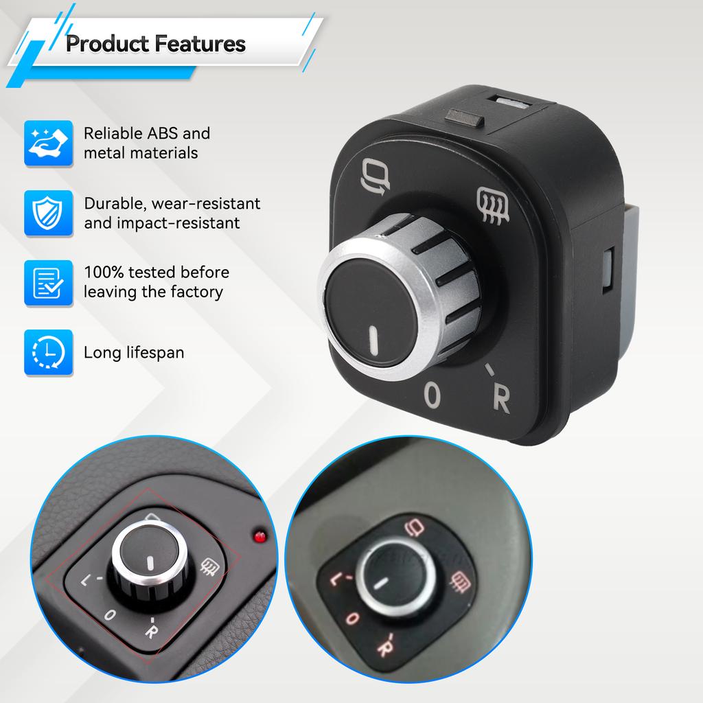 Chrome Rear View Mirror Adjustment Switch Button For VW Passat B6 Golf GTI 5 6 Jetta MK5 CC 5ND959565A 5ND 959 565A 5K0959565