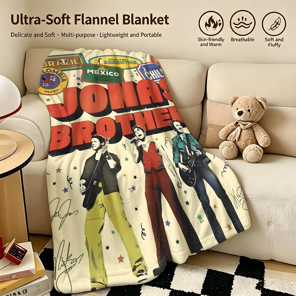music JJonas Brotherss Throw Warm Soft Flannel Blanket Multiuse for Sofa Bed Camping Travel Nap