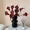 Elegant Calla Lily Faux Flower with Black Glass Vase for Living Room Decor