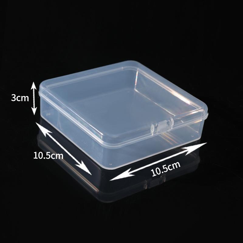 Boîte de rangement carrée en plastique transparent avec couvercle pour petites pièces, perles et bijoux.