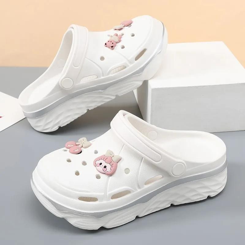 Fashion 2024 New Waterproof Summer Outdoor Chunky Platform Beach Garden Shoes For Women EVA Crogs Girl's Thick Sole Sandals Slippers