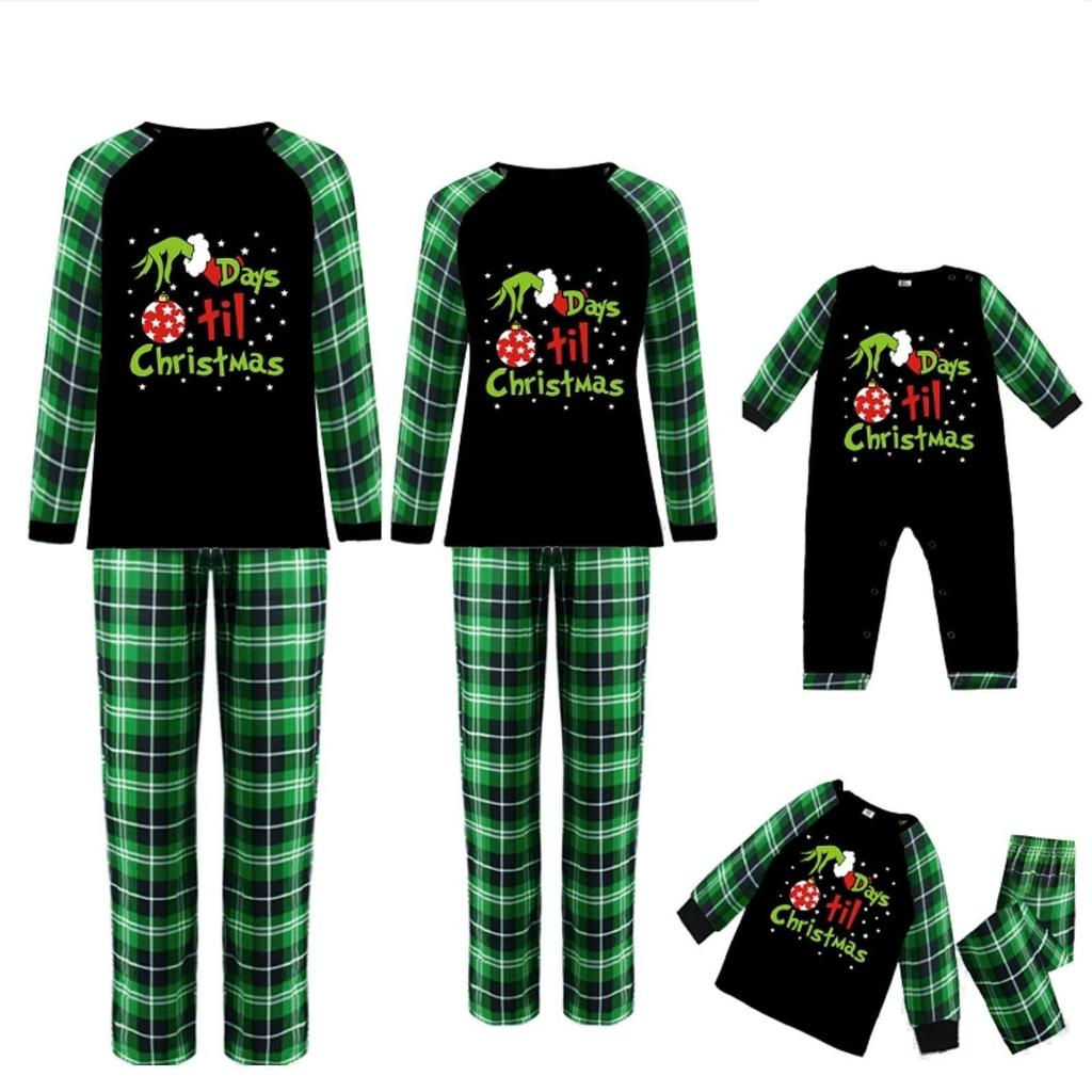 Christmas print family set long sleeved top and pants family set parent-child outfit