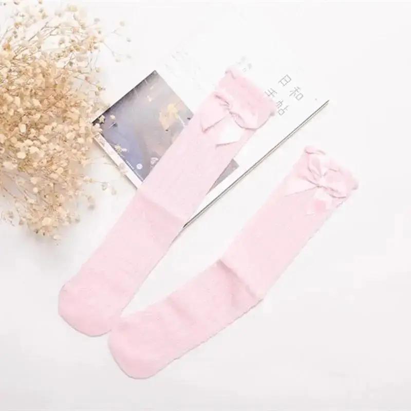 1 Pair Children's Leg Warm Socks Bowknot Bubble Mouth High Tube Knee High Thin Section No Heel Pods Baby Clothing Accessories
