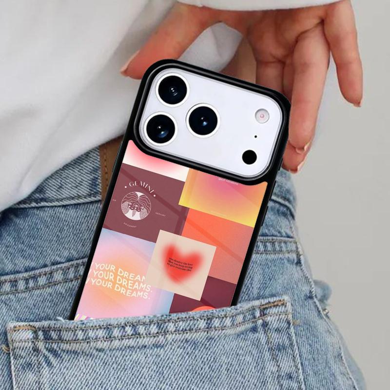 art pastel icons positive words Phone Case for iPhone 16e 15 14 13 12 17 Pro Max Plus Air 17pro Cover Coque
