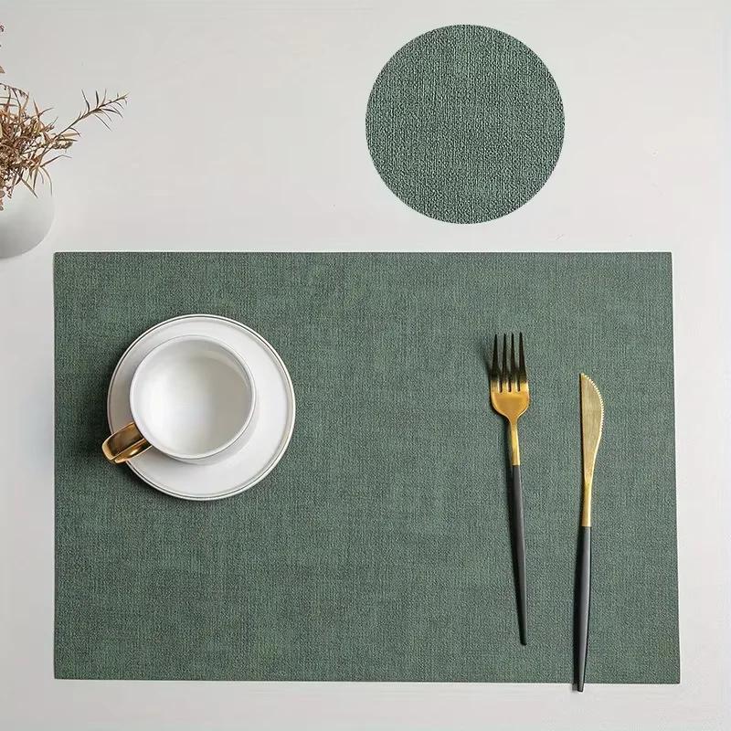 Leather Washable Placemats for Dining Cloth Pattern Table Mat Oil-Proof Waterproof Non-Slip Heat-Resistant Tableware Place Mat