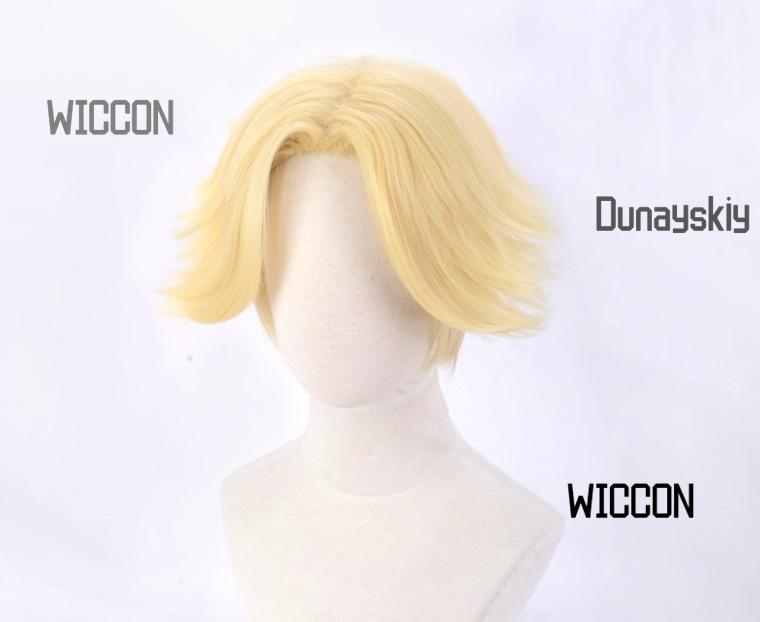 Hazbin Abel Neue Cosplay-Perücke Goldene Gespaltene Kurze Haare Perücke Cool Damen Herren Party Täglich Fans Geschenke Karneval Halloween