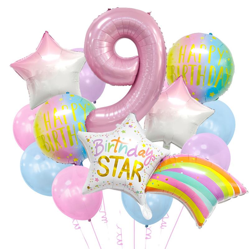 

Gradual Change Meteor Color Hui Tail Aluminum Film Balloon Package Birthday Party Dream Scene Arrangement Atmosphere Decoration Meteor Package 9