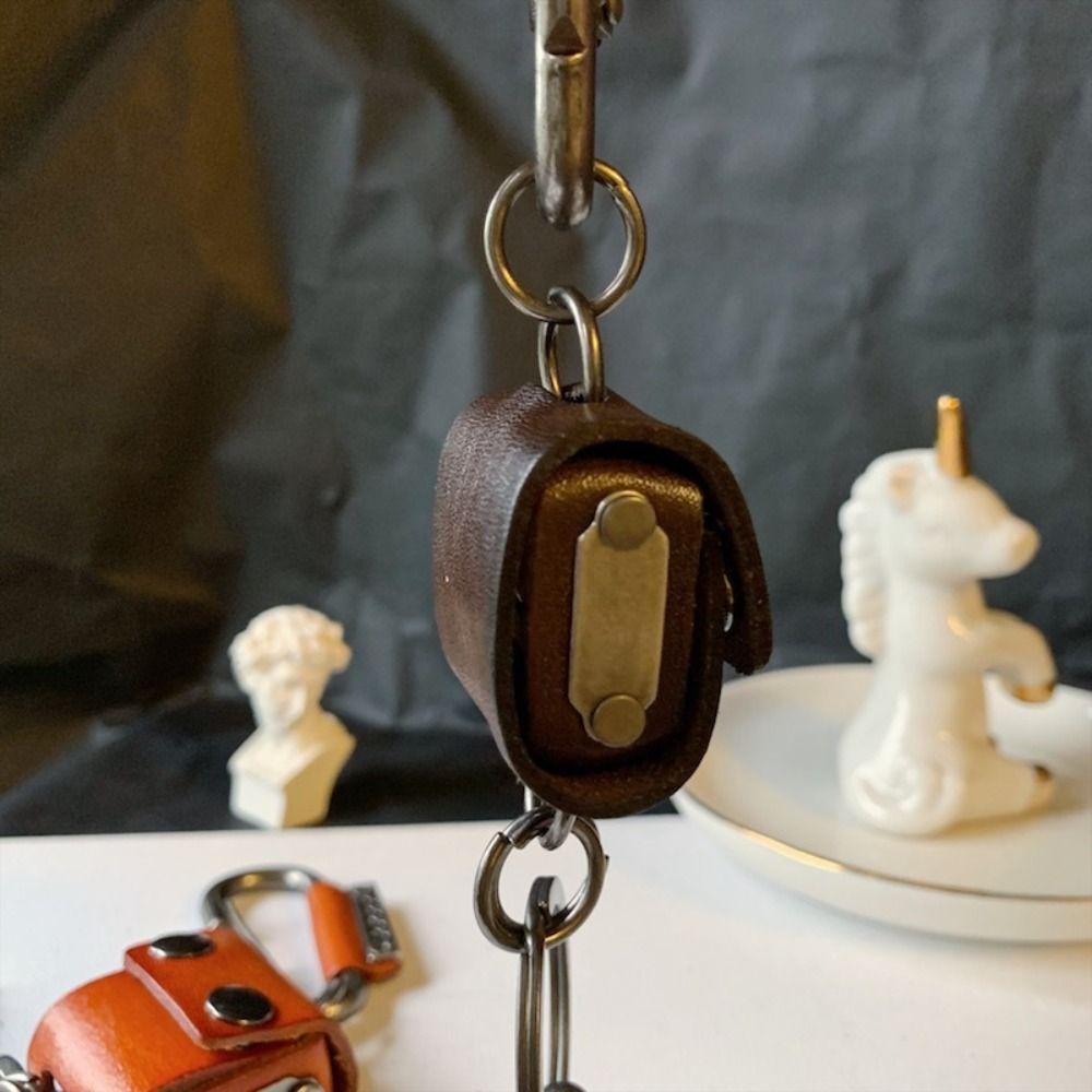 Leather Dice Model Keychain Zinc Zinc Alloy Cool Cowhide Key Chain Personality Dice Key Chain Car Decoration