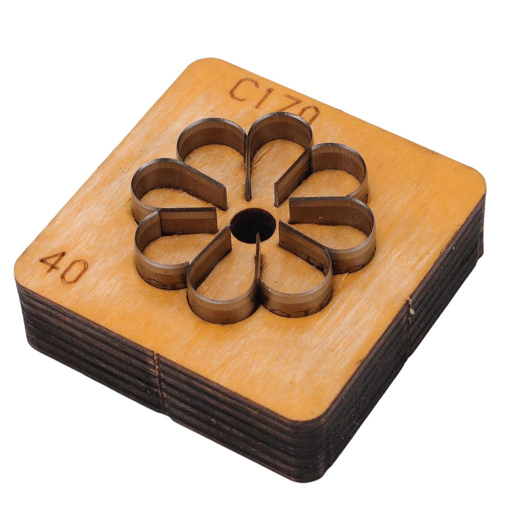 Leather Cutting Mold with Wood Base Flower Shape Punching Die for Making Keychain Bag Decoration