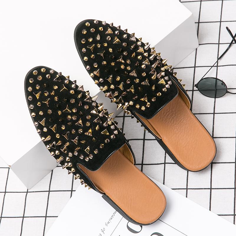 Fashion Slip On Men Spike Shoes Black Masculino Chaussures Homme Luxe Comfortable Shoes Loafers 7#23/10D50 Paty Flats Zapatos Hombre