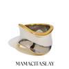 MamacitaSlay 316L Edelstahl Zweifarbig Verdreht Breiter Ring Party Wasserdichter Schmuck Einzigartiger Cooler Ring für Damen Hochwertiges Geschenk