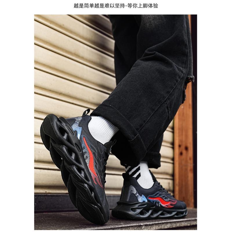 Herren Slip-on Sneaker mit Klingensohle Atmungsaktives Strickmaterial Rutschfest Stoßdämpfend Freizeit-Sportschuhe