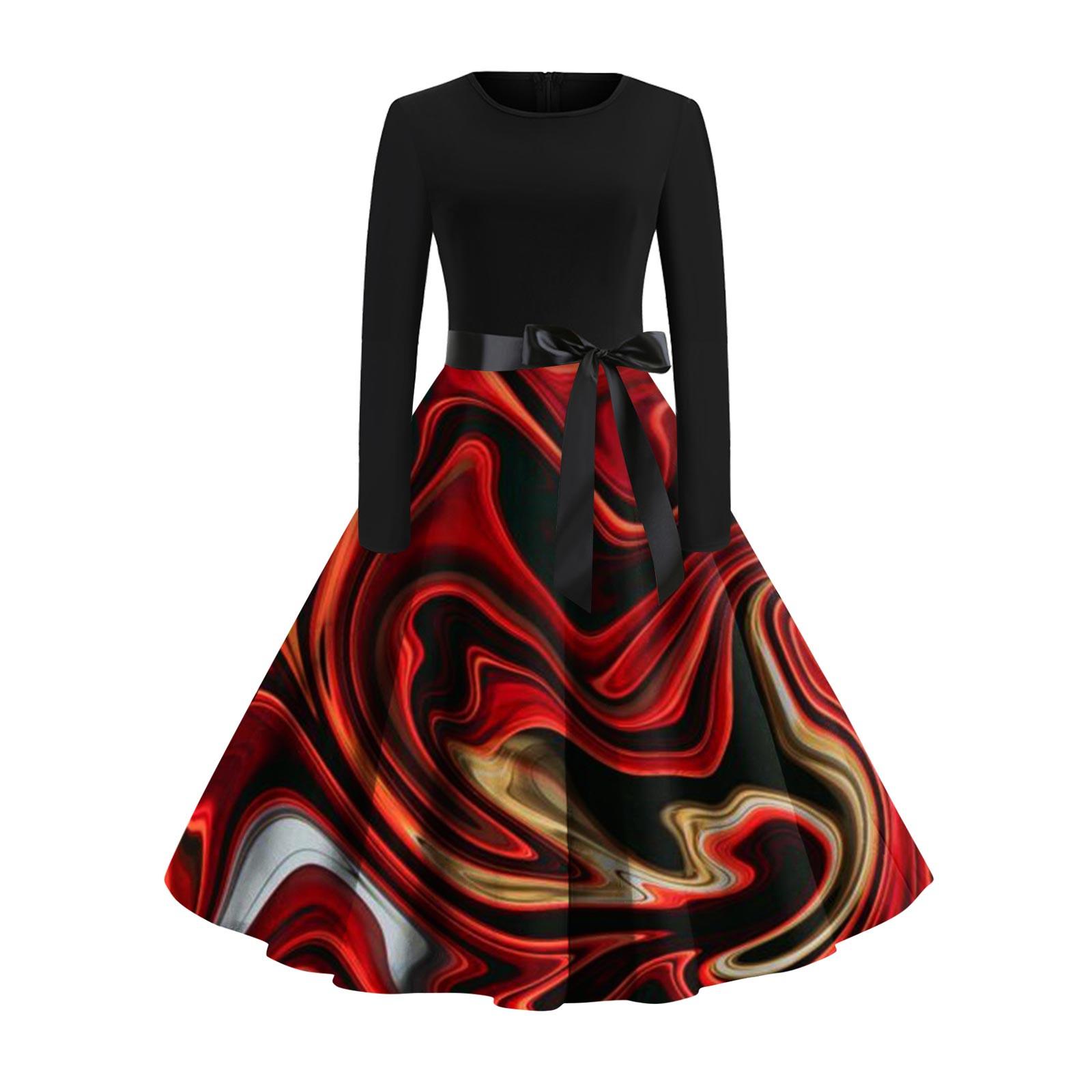 Женское расклешенное платье с принтом для женщин — фото 9