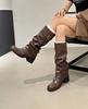 Fashion Comemore Autumn Women Biker Boots Fashion Belt Buckle Ladies Elegant Platform Long Pipe Booties Casual Women's Knee High Boots