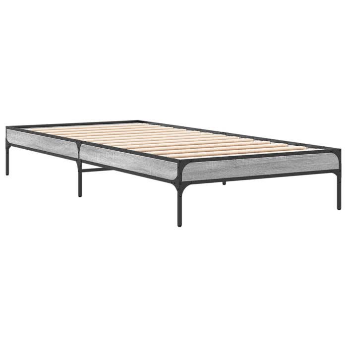 VidaXL Bed Frames Sonoma Grey 90x200 Cm Engineered Wood and Metal, Bed, Guest Bed, Single Bed, Bedroom Furniture At 845034