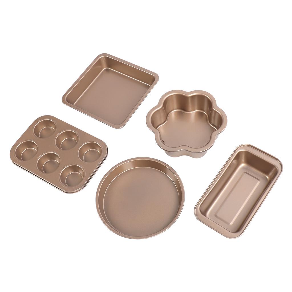 6pcs Bakeware Set Loose Bottom Carbon Steel Anti Stick Baking Pans Set for   Muffin Pizza