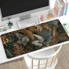 Non Slip Rubber Keyboard Desk Mat Tropical Golden Green Leaves Large Extended Gaming Mouse Pad Smooth Surface For Laptop