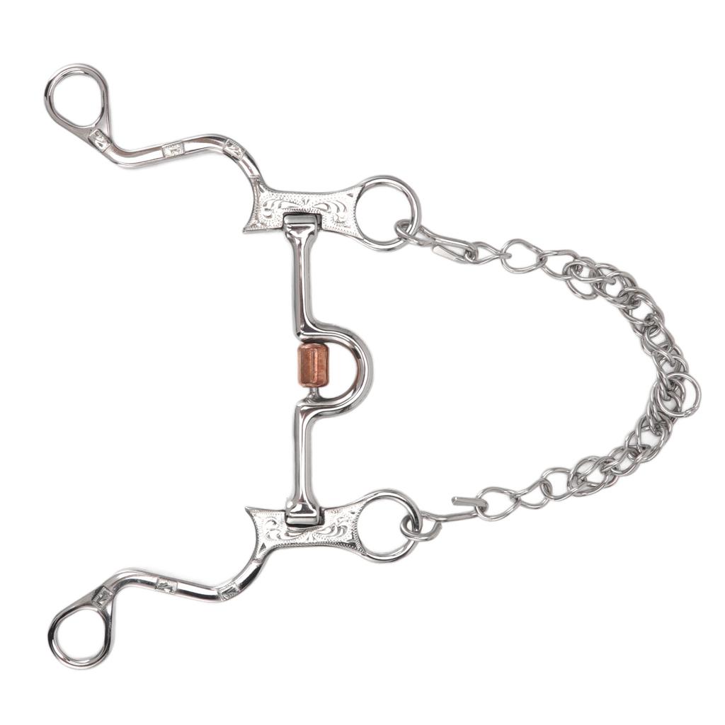 120mm Horse Mouth Snaffle with Chain Stainless Steel Horse Bit for Equestrian Training Equipment