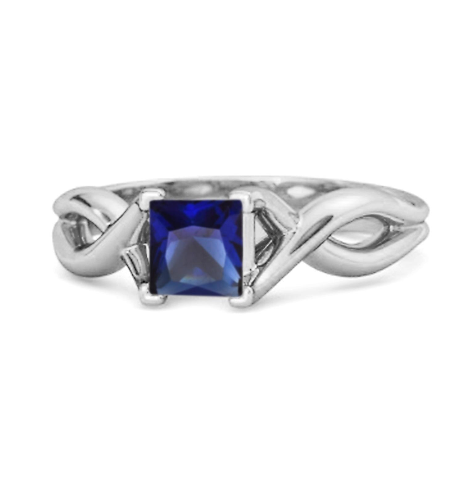 Blue Sapphire Twisted Vine Band Ring - 925  Sterling Silver 11.5