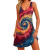 Women's Casual Print Sundress With Pockets Summer Boho Beach Dress T-Shirts Dress V Neck Loose Tank Dresses