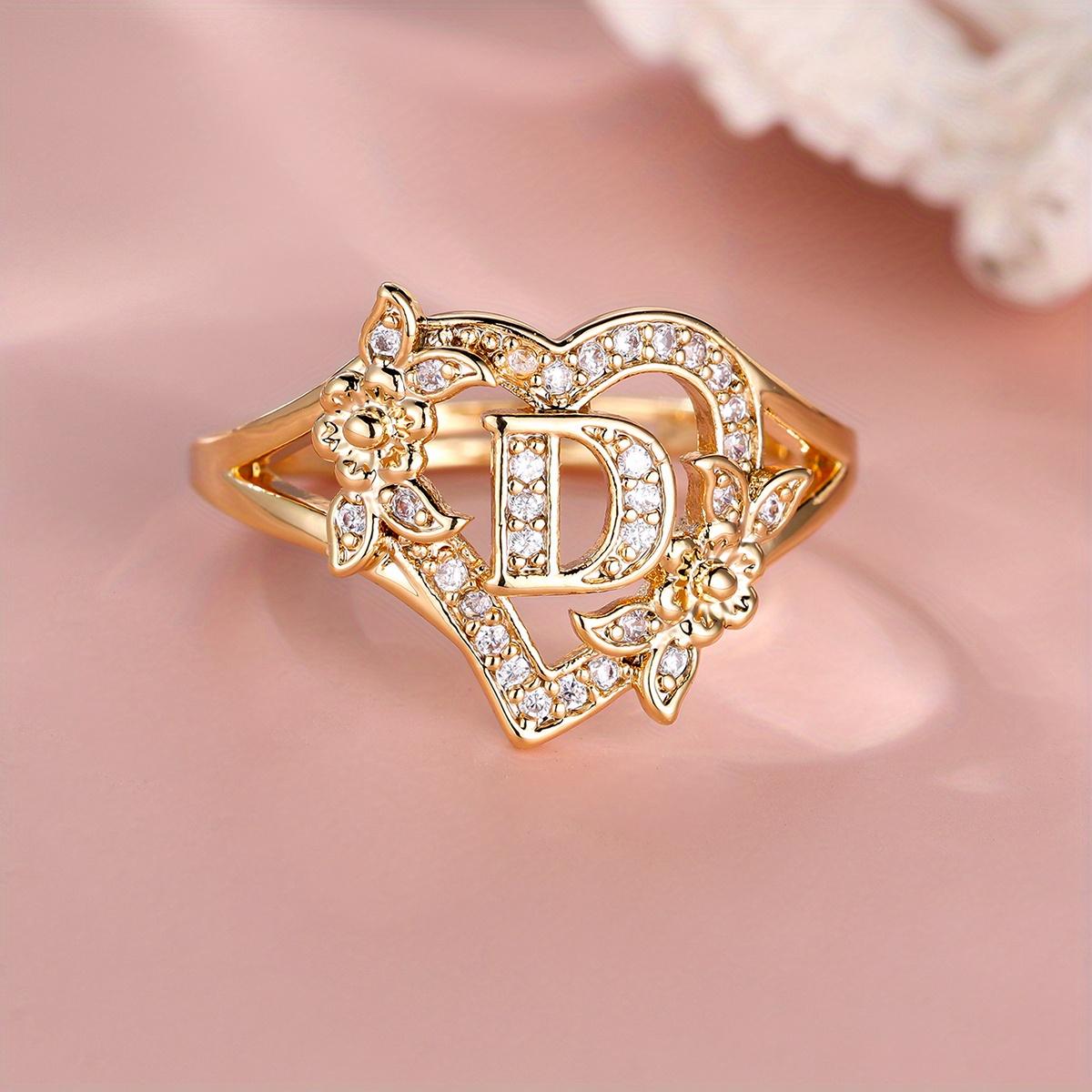 

1 шт. золотого цвета 26 английских букв CZ с цирконием кольцо с розой Регулируемое кольцо с отверстием обручальное кольцо ювелирные изделия подарок на день Святого Валентина D