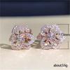 Retro Fashion High-grade Crystal Rose Earrings Women Zircon Ear Studs Wedding Jewelry Gifts